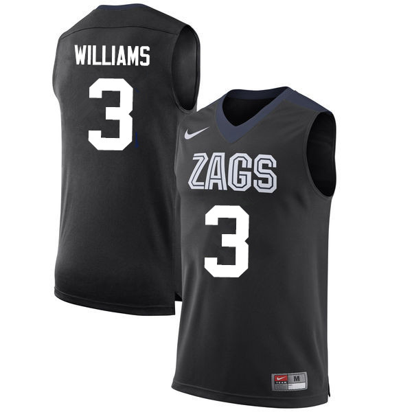 Men #3 Johnathan Williams Gonzaga Bulldogs College Basketball Jerseys-Black